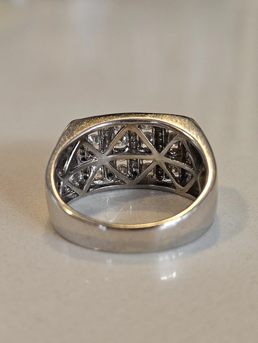 Luxury Men's Solid 14k White Gold 1ctw Natural Diamond Statement Ring